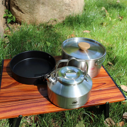 Camping Cookware Set Stainless Steel for Easy Outdoor Cooking