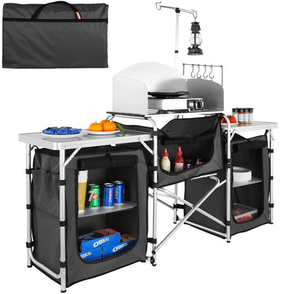 Camping Kitchen Table with Storage for Outdoor Cooking