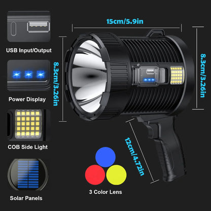 Rechargeable Spotlight 900000 Lumens Super Bright Handheld LED