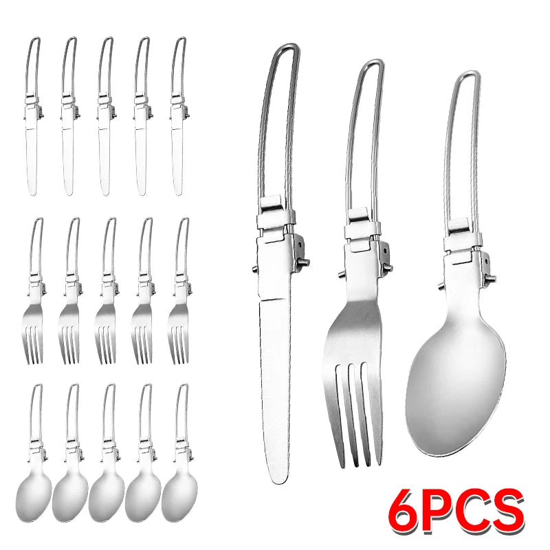 Camping Cutlery Set Foldable Stainless Steel Utensils