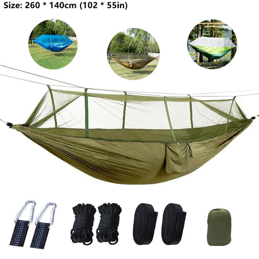 Double Camping Hammock with Mosquito Net Comfort