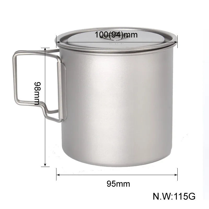 Ultralight Titanium Camping Pot Cups – 300/450/750ml