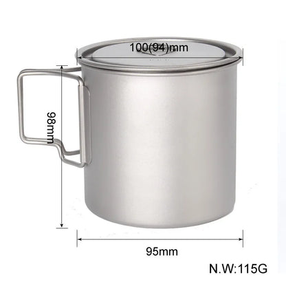 Ultralight Titanium Camping Pot Cups – 300/450/750ml