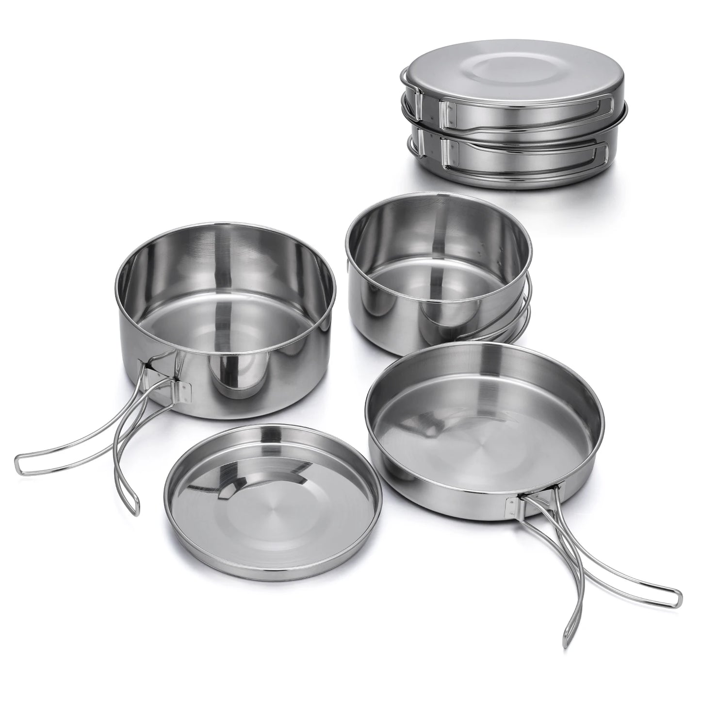 Outdoor Stainless-Steel Camping Cookware Set for Hiking