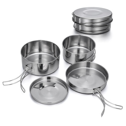 Outdoor Stainless-Steel Camping Cookware Set for Hiking