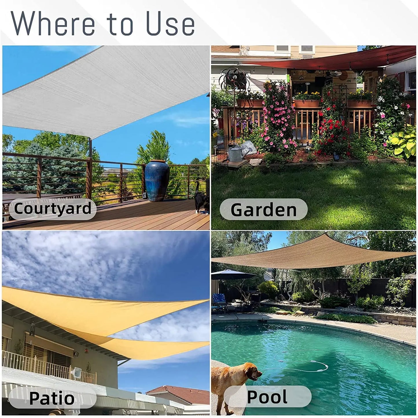 Waterproof Sun Shade Sail Canopy for Outdoor Patio
