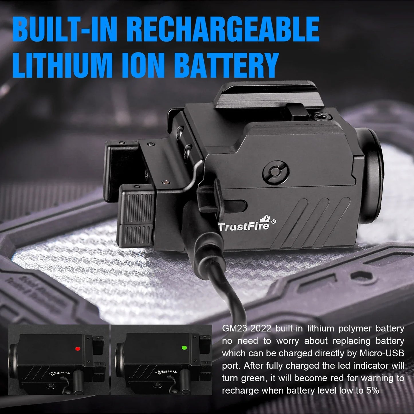 Mini LED Flashlight 800 Lumens – USB Rechargeable Tactical Light