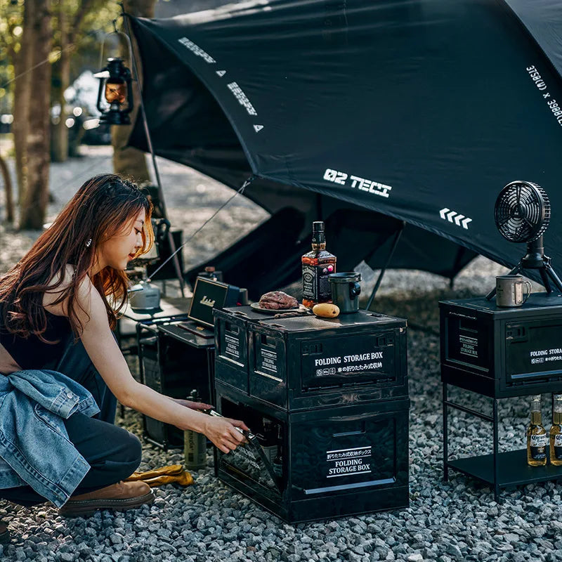 Collapsible Camping Storage Box – Stackable Gear Organizer