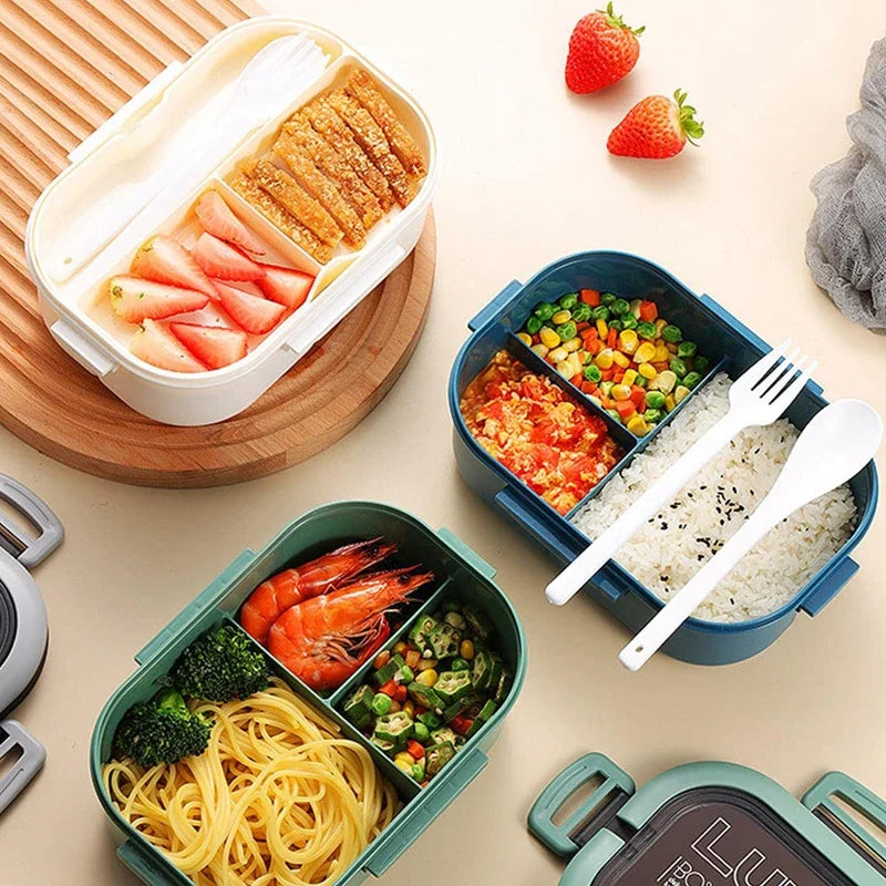 2 Layer Bento Lunch Box Leakproof with Utensils