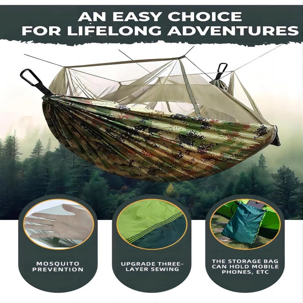 Double Camping Hammock with Mosquito Net Comfort