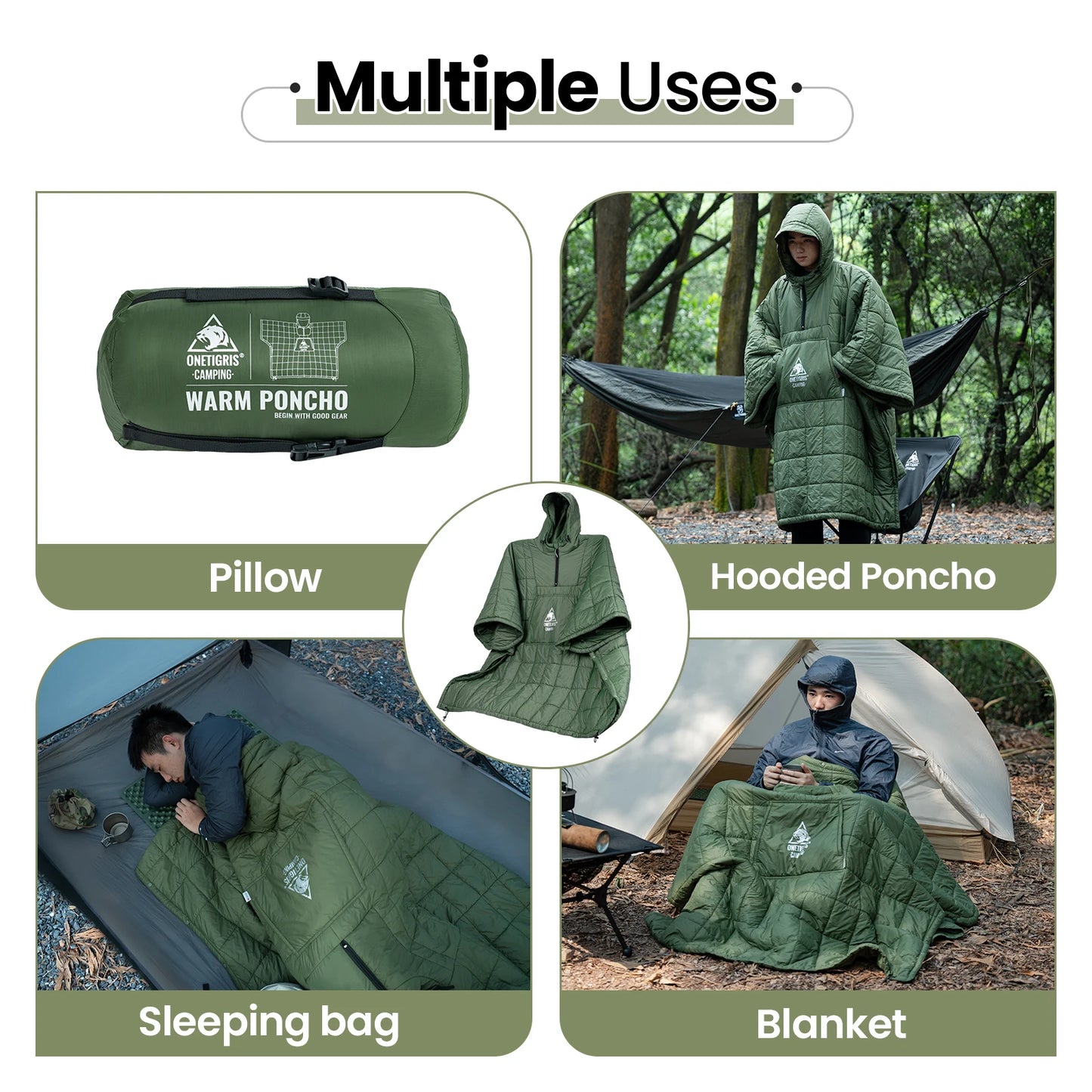 Wearable Camping Blanket Poncho for Warm Outdoor Comfort