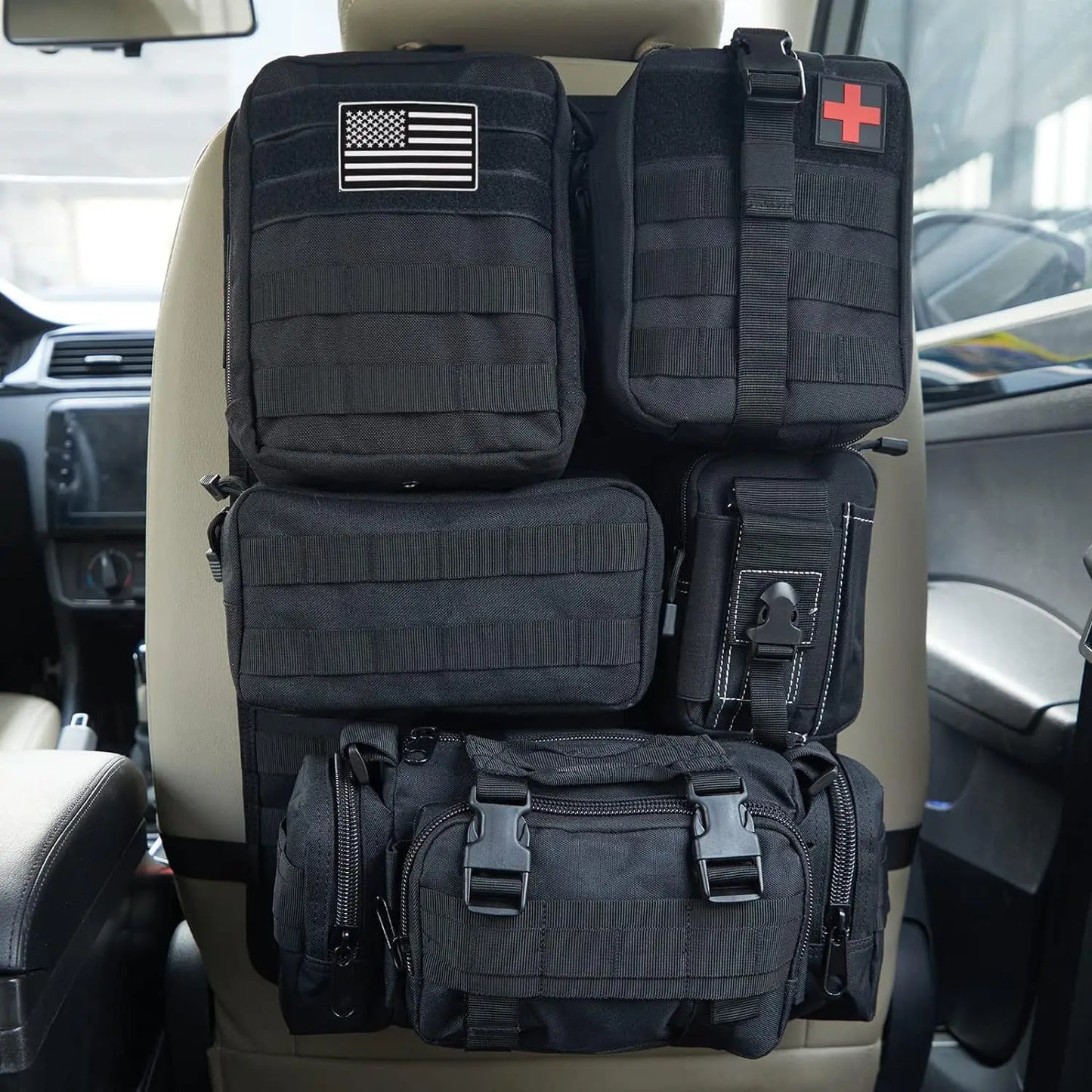 Tactical Car Seat Back Organizer – Universal Storage Pouches
