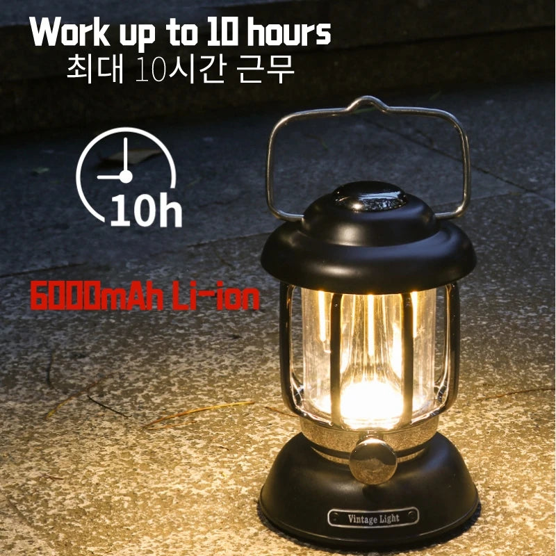Retro Camping Lantern – Rechargeable Vintage Tent Light