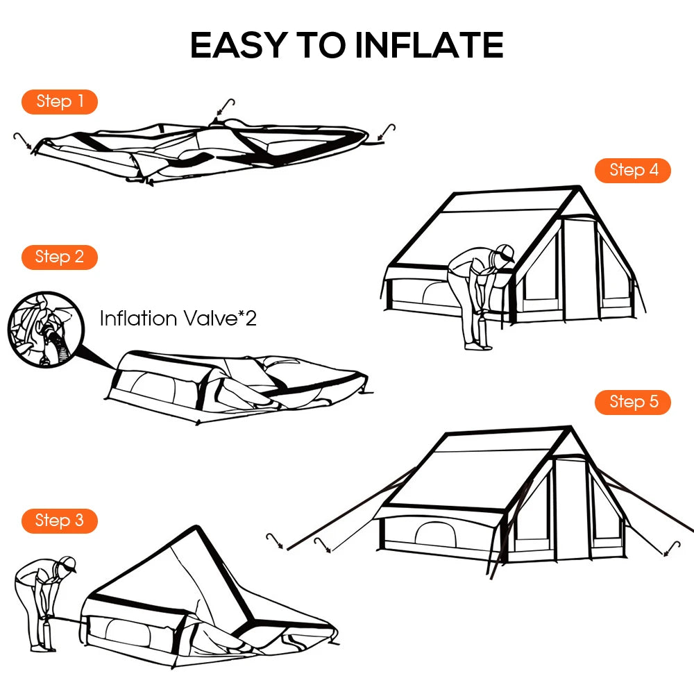Inflatable Camping Tent for 3–4 People Easy Setup