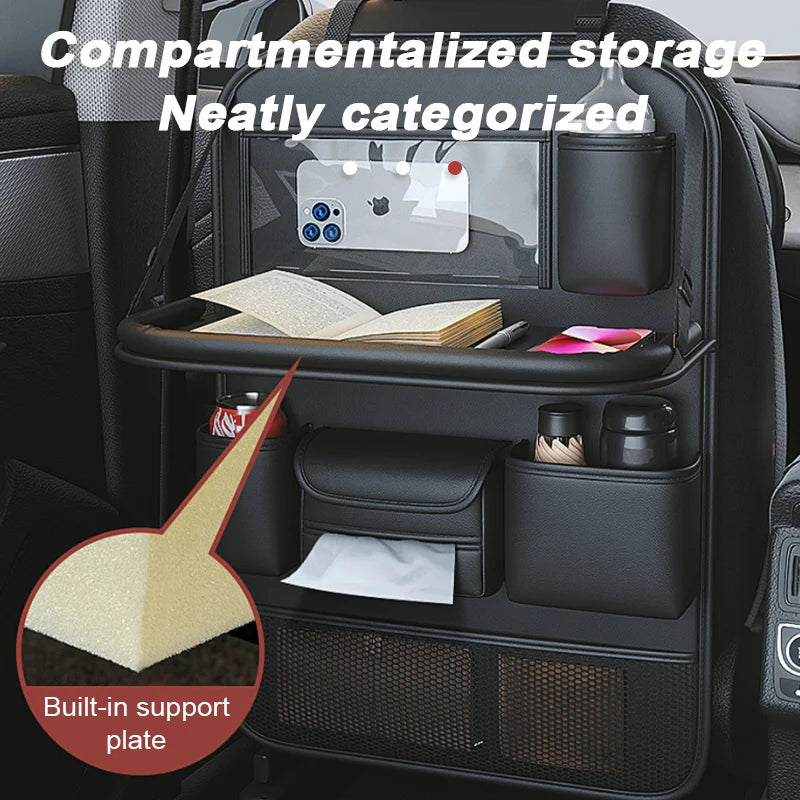 Car Seat Back Organizer with Tray – Waterproof Storage