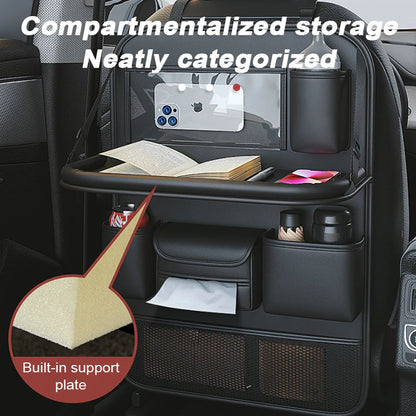 Car Seat Back Organizer with Tray – Waterproof Storage