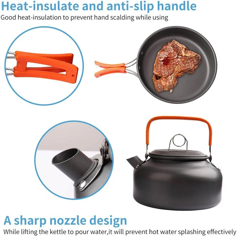 Camping Cookware Set for 2–3 People Lightweight Cooking