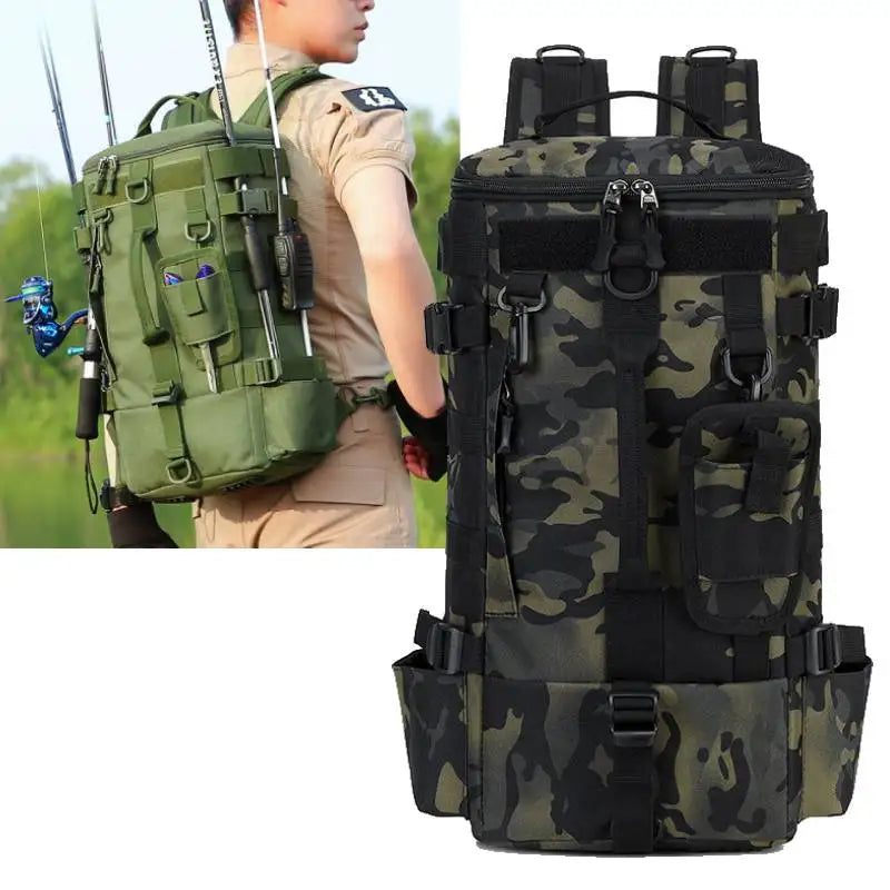 Fishing Backpack with Rod Holders & Large Storage