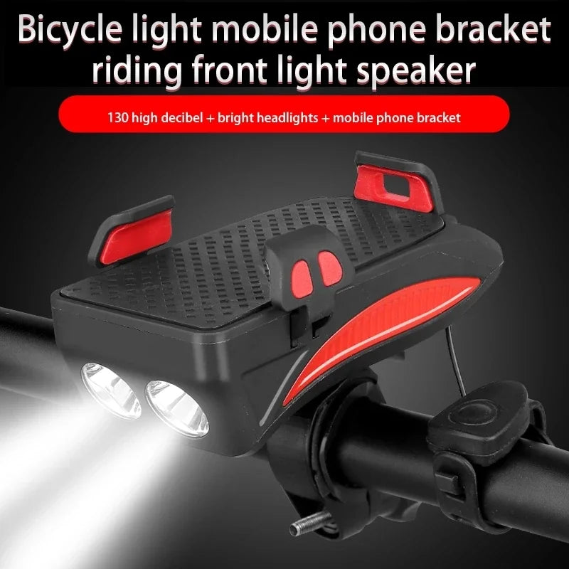 Solar Bike Light with Horn & Phone Holder Safety
