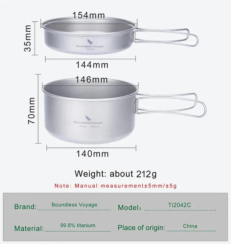 Titanium Camping Cookware Set Lightweight & Compact