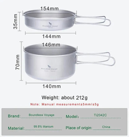Titanium Camping Cookware Set Lightweight & Compact