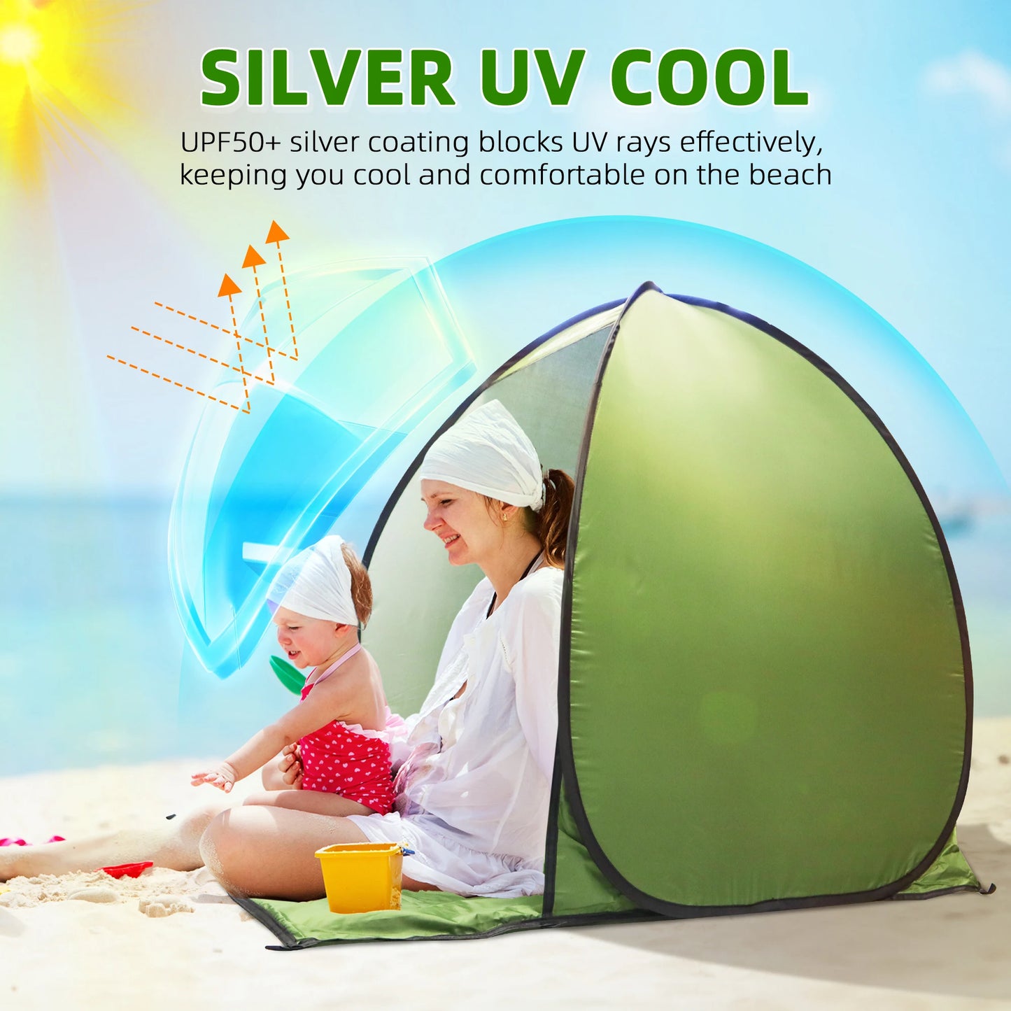 Pop-Up Beach Tent UV Waterproof Sun Shelter