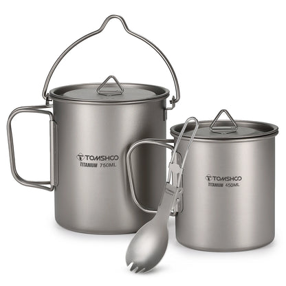 Ultralight Titanium Cookware Set for Outdoor Camping