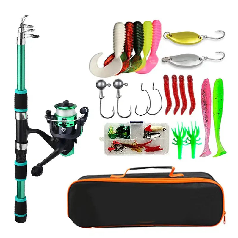 Telescopic Fishing Rod Kit with Spinning Reel & Baits