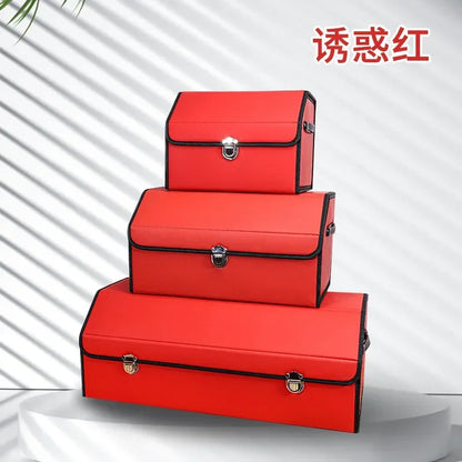 Foldable Car Trunk Organizer Faux Leather Multi Compartment