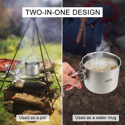 Titanium Camping Cup Pot Ultralight for Hiking & Backpacking