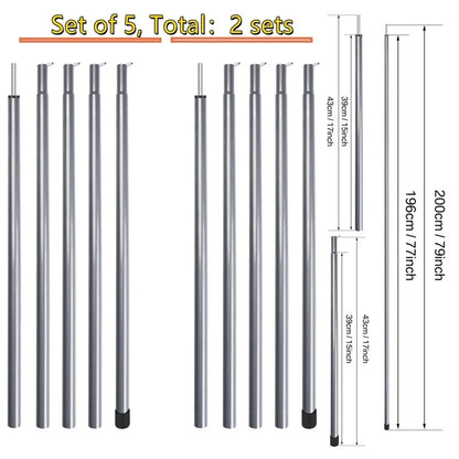 Adjustable Tent Poles Set for Stable Tarp Shelter