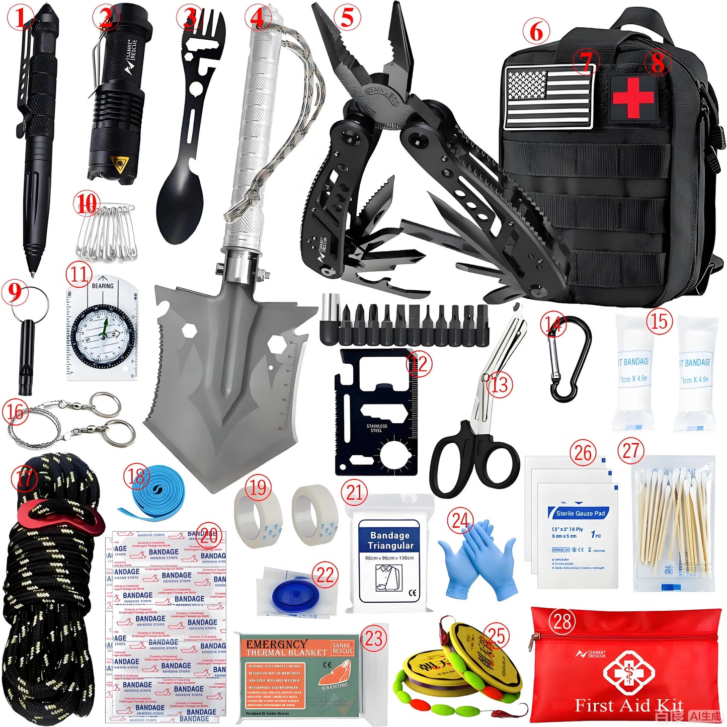 Survival First Aid Kit Complete Emergency Outdoor Pack