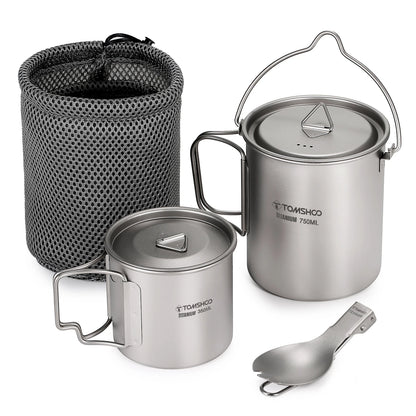 Ultralight Titanium Cookware Set for Outdoor Camping