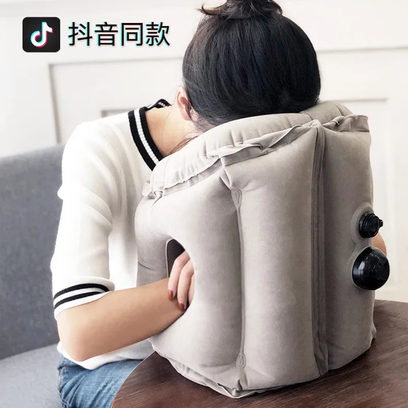 Inflatable Travel Pillow with Chin Support Comfort