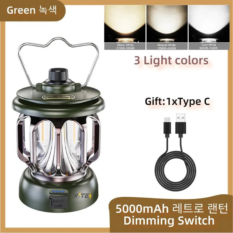 Retro Camping Lantern – Rechargeable Vintage Tent Light