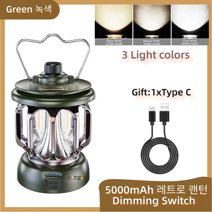 Retro Camping Lantern – Rechargeable Vintage Tent Light