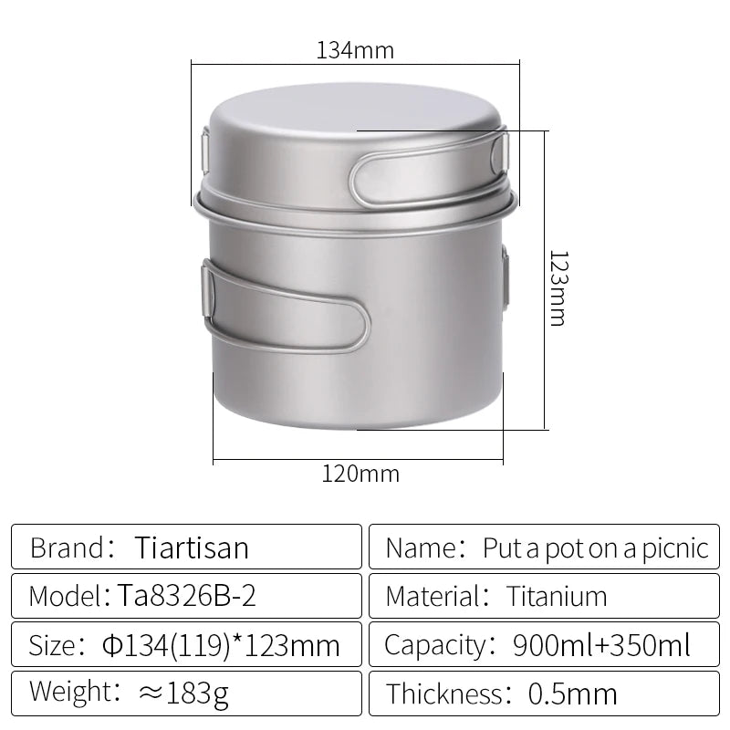 Titanium Camping Cookware Set for Ultralight Outdoor Cooking