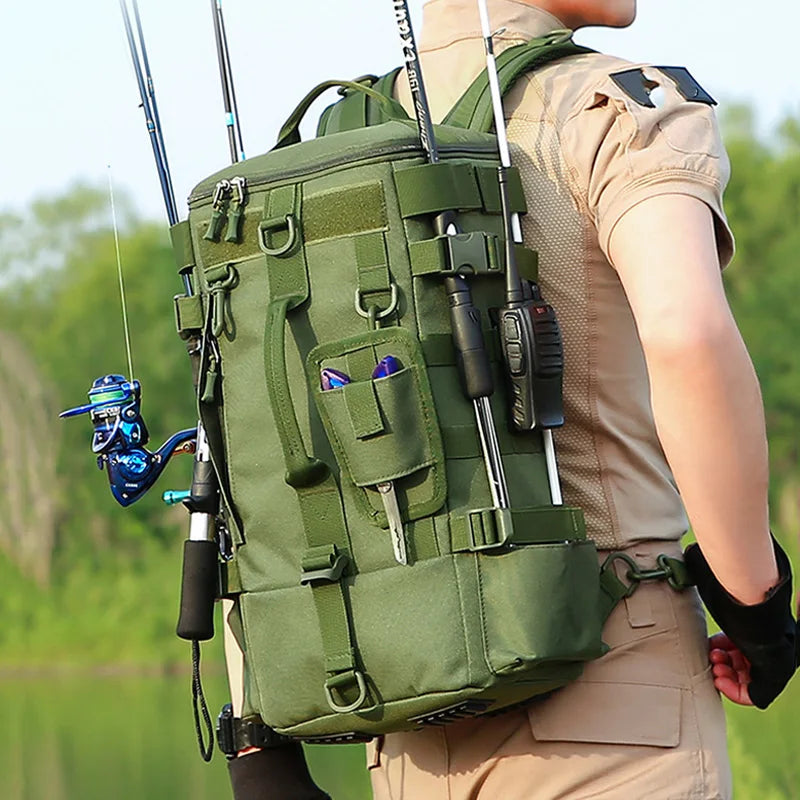 Fishing Backpack with Rod Holders & Large Storage