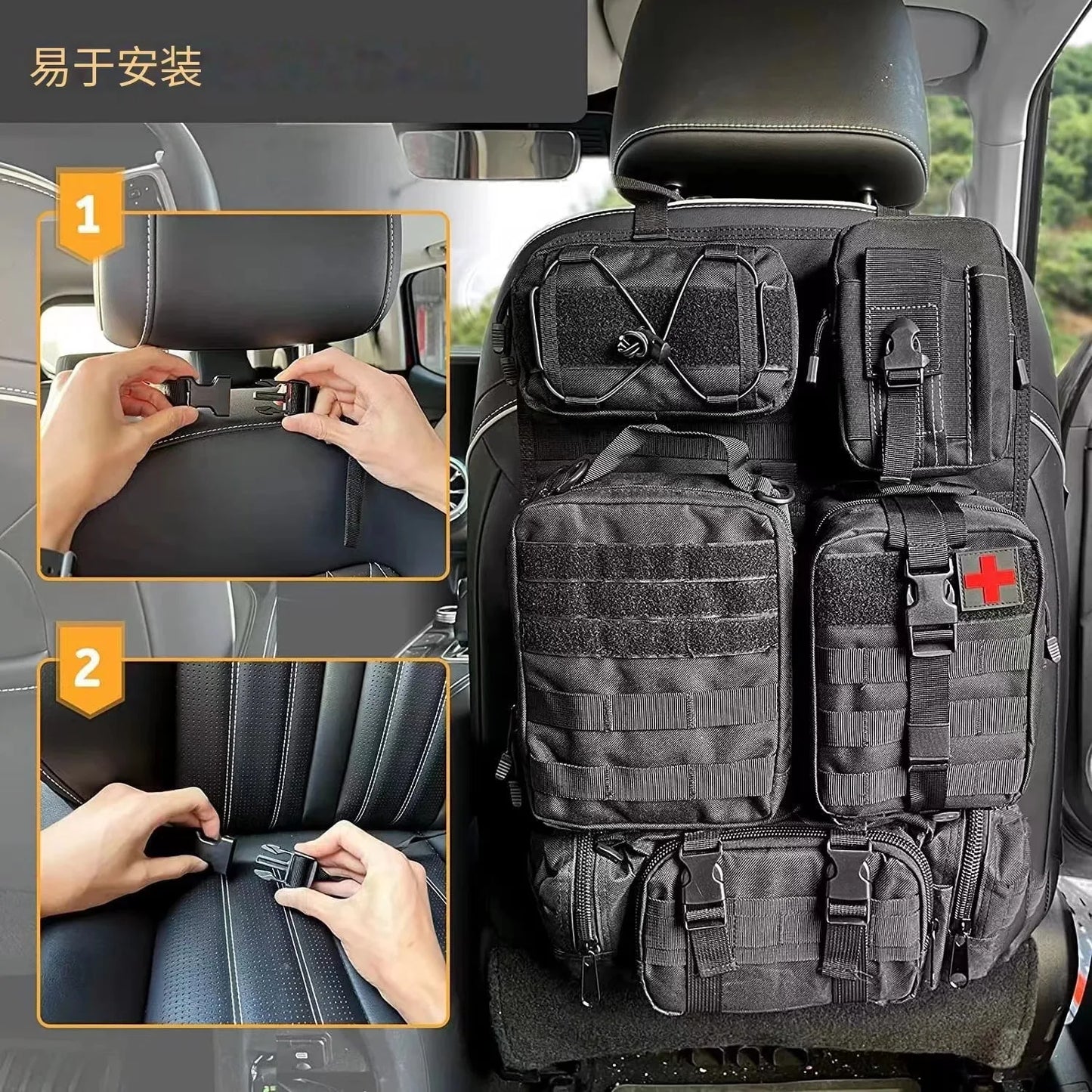 Tactical Car Seat Back Organizer – Universal Storage Pouches