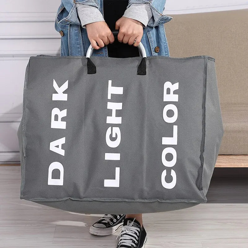 Foldable Laundry Basket 3 Compartments Easy Sorting