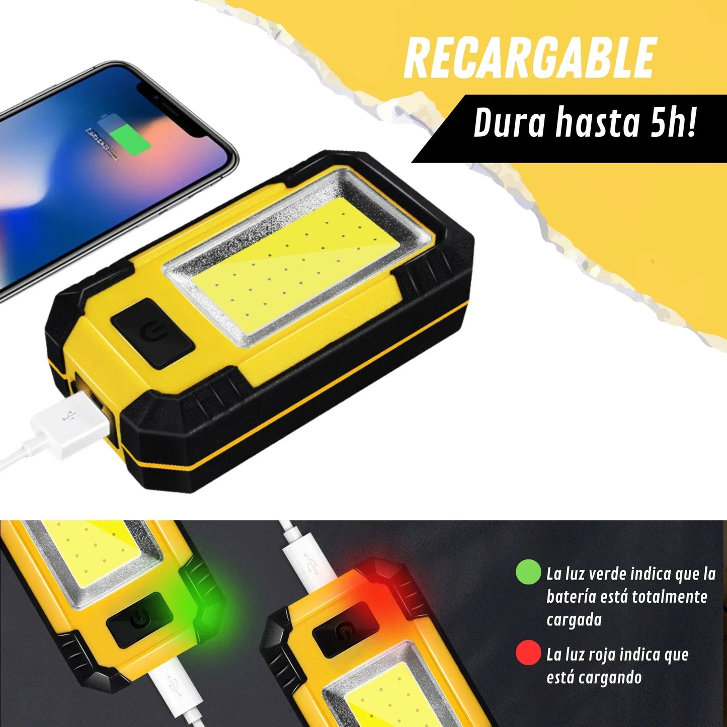 Rechargeable COB Work Light Magnetic Bright Lamp