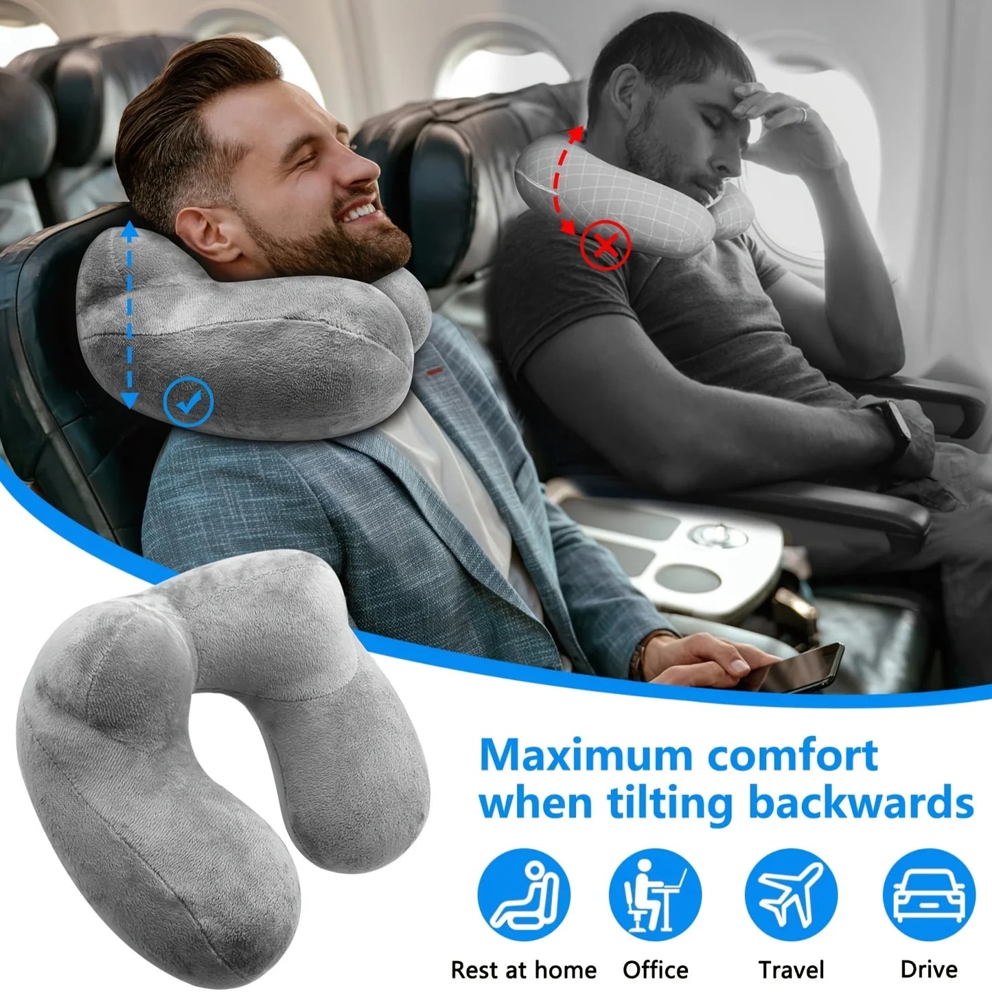 Inflatable Travel Pillow for Neck Support & Compact Comfort