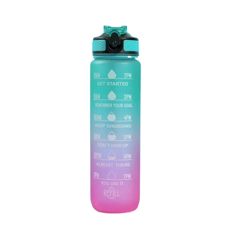 1L Sports Water Bottle with Time-Tracking Straw – Leak Proof