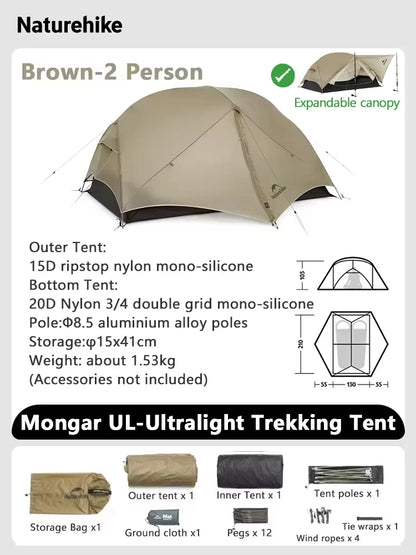 Ultralight Backpacking Tent 2 Person Waterproof Hiking