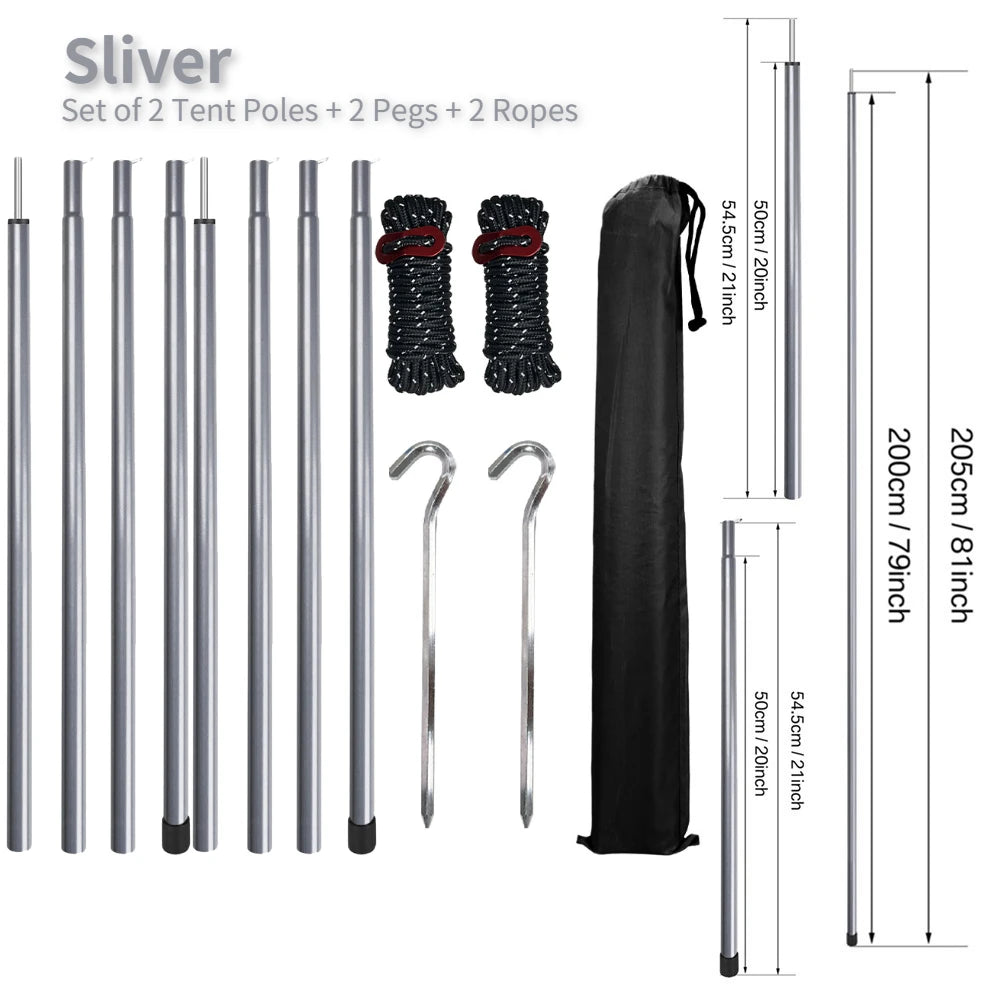 Adjustable Tent Poles Set for Stable Tarp Shelter