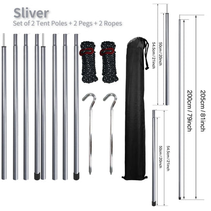 Adjustable Tent Poles Set for Stable Tarp Shelter