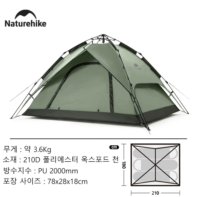 3 Person Automatic Camping Tent Waterproof Easy Setup