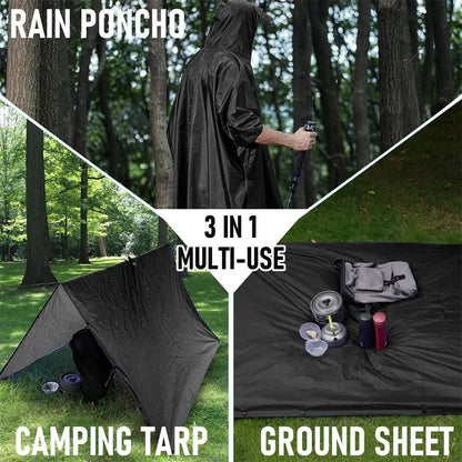 3-in-1 Military Rain Poncho for Camping & Hiking