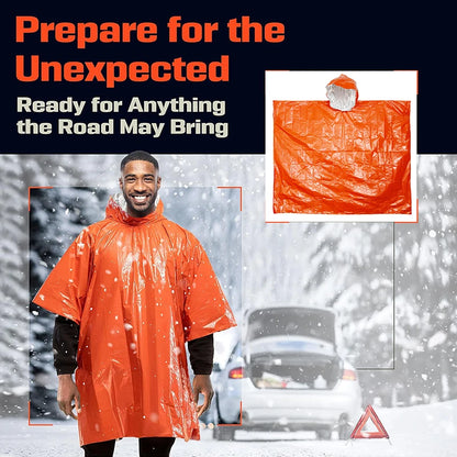 Emergency Rain Poncho with Mylar Heat Retention