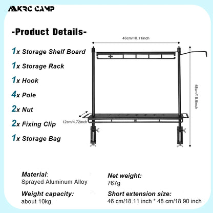 Camping Storage Shelf Lightweight Table Organizer